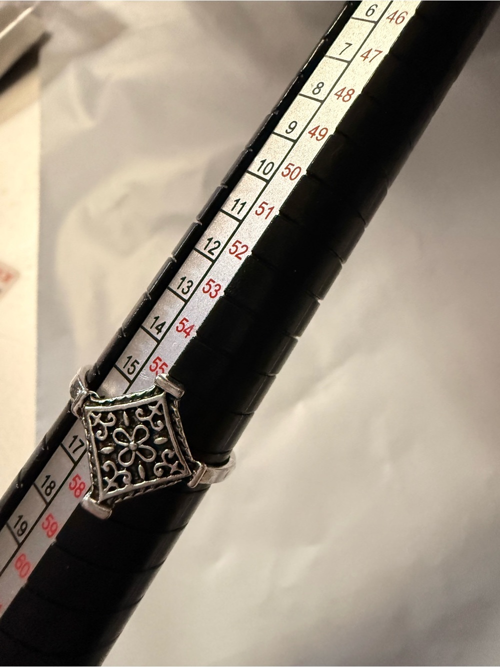 Sterling-Style Filigree Square Ring in Silver size 8